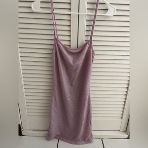 Sparkly purple spaghetti strap tight dress